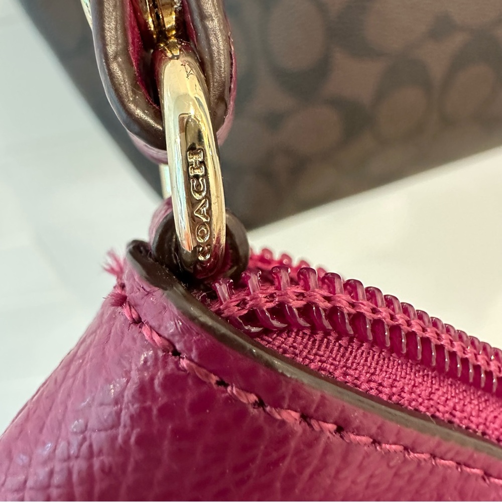 Coach Reversible City Tote In Signature Canvas  Dark Brown and Magenta - Picture 5 of 16